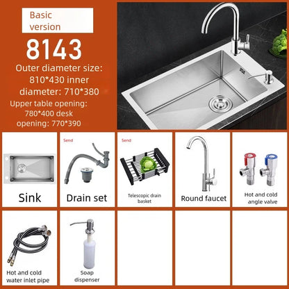 Kitchen Sink Stainless Steel Transversal Side Loading Side Holes Cafeteria Dish and Wash Vegetable Basin Large Size Single Slot