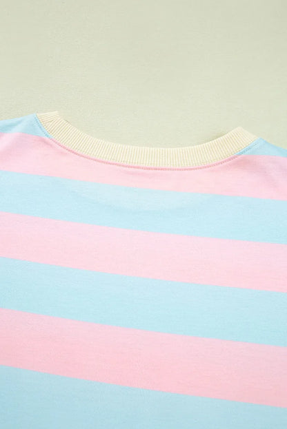 GIBSIE Plus Größe Gestreiften Tropfen Schulter Lose Sweatshirt Frauen 2025, Herbst Casual Langarm Passenden Rundhals Pullover Tops.