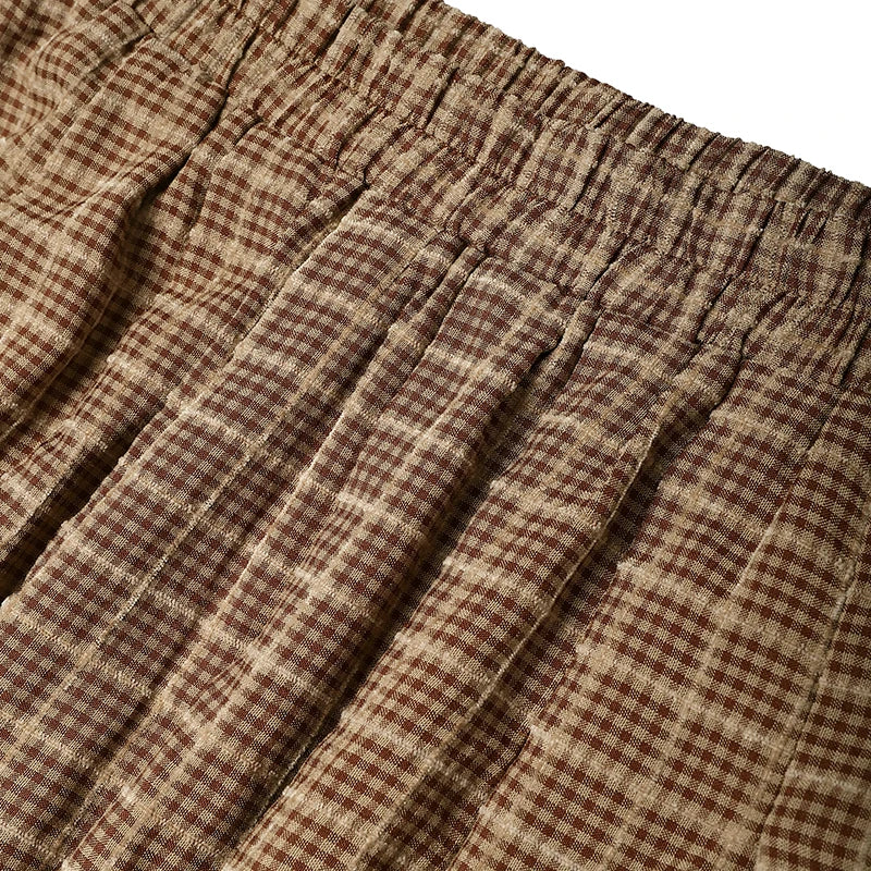 ZANZEA Women's Vintage Gingham Midi Skirts Casual Elastic Waist Gathered A-Line Skirt 2025 Autumn Woman Clothing Bottoms S-3XL.