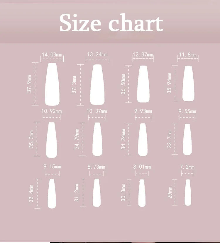 Rhinestone Glitter Powder White French Long Ballet Fake Nails Fashion Detachable Finished False Nails Press on Nails with Glue.