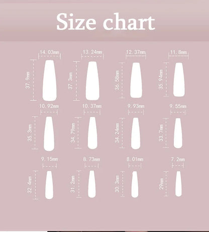 Rhinestone Glitter Powder White French Long Ballet Fake Nails Fashion Detachable Finished False Nails Press on Nails with Glue.