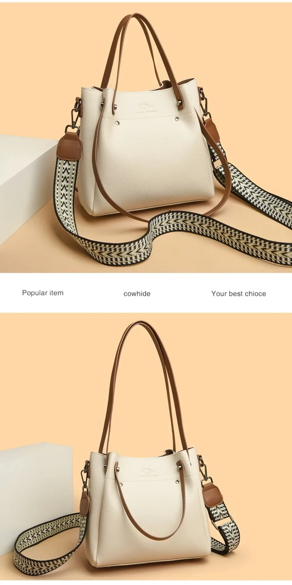 Genuine High Quality Leather Shoulder Crossbody Bags for Women Luxury Handbags Women Bag Large Capacity Soft Tote Messenger Bag.