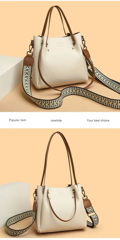 Genuine High Quality Leather Shoulder Crossbody Bags for Women Luxury Handbags Women Bag Large Capacity Soft Tote Messenger Bag.