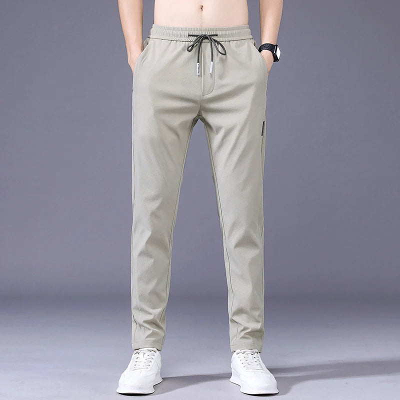 New Spring Summer Men's Casual Pants Slim Pant Straight Thin Trousers Male Fashion Stretch Khaki Jogging 28-38