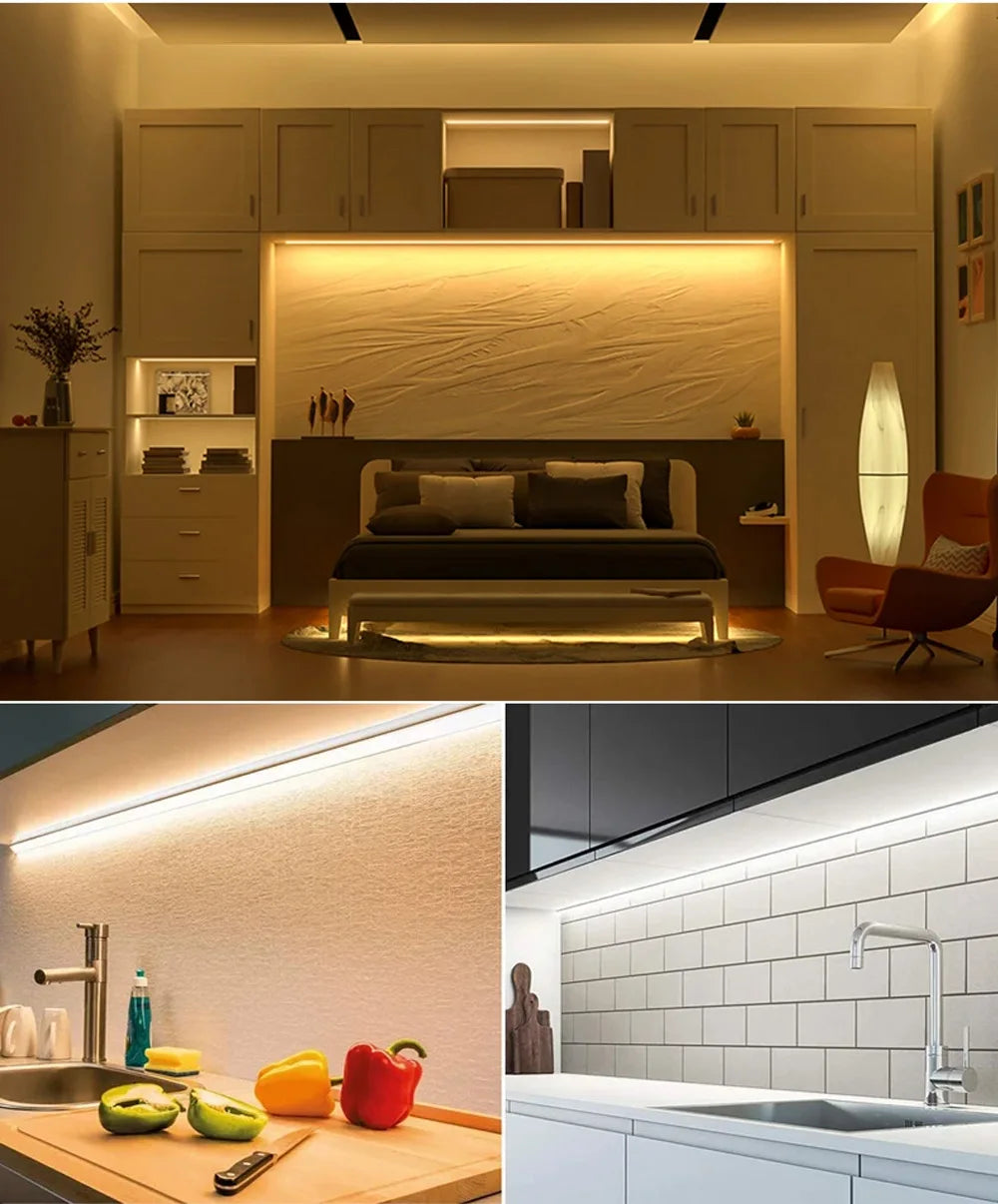 Tuya WiFi COB LED Streifen 12V 1m 2m 3m 4m 5m Warmweiß Kleiderschrank Schrank Beleuchtung Raum Dekor 3000-6500K für Alexa Google Assistent.