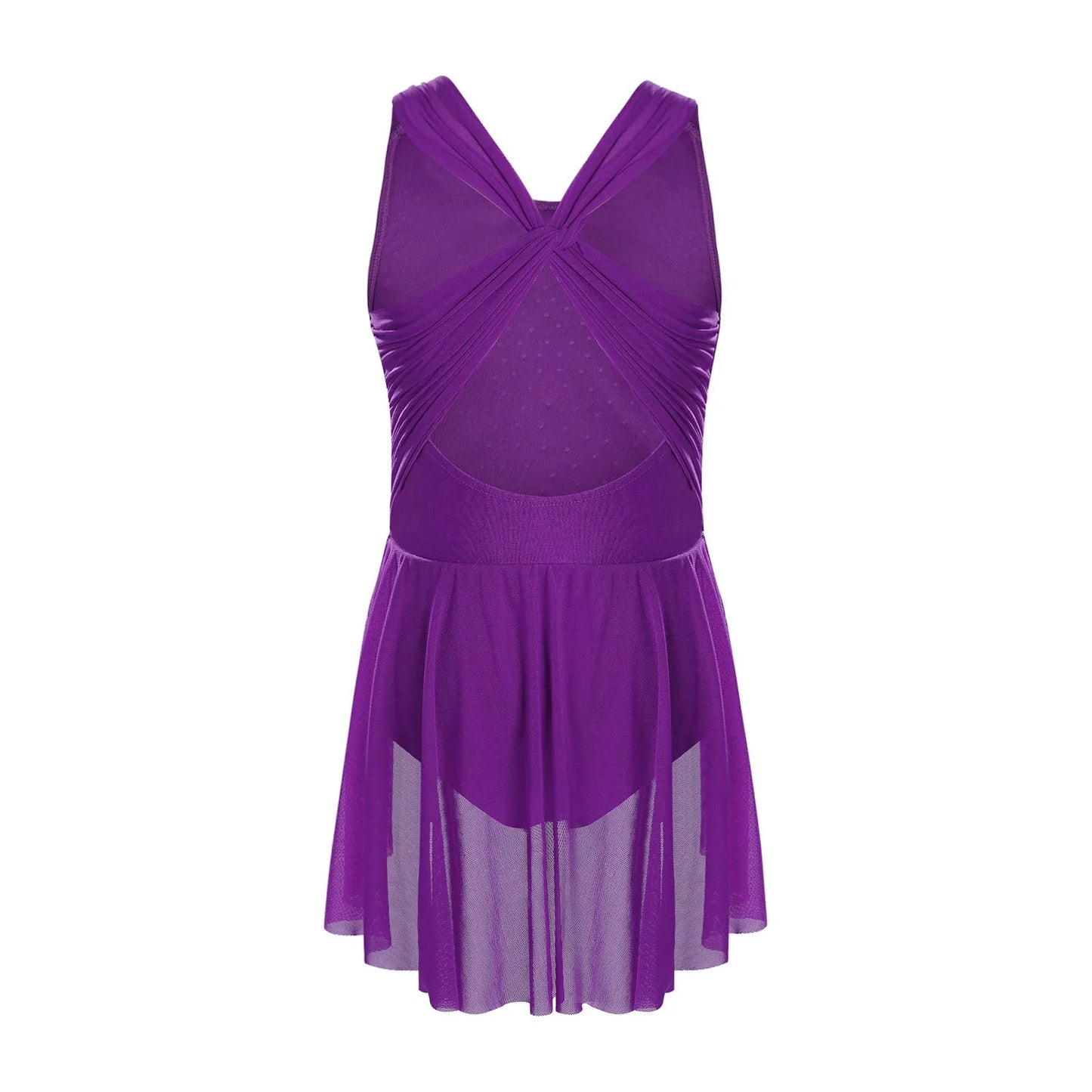 Kinder Mädchen Ärmellose Ausschnitt Strass Eiskunstlauf Trikot Kleid Lyrical Dance Gymnastik Akrobatik Leistung Kostüm.