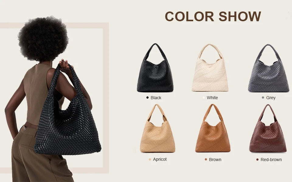 Woven Tote Bag for Women Large Woven Handbag Soft Leather Shoulder Bag Work Shopper Summer Beach Travel Tote Bag with Purse.