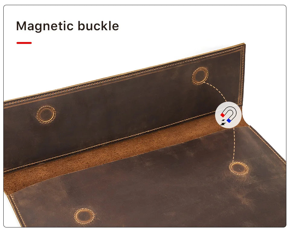 Genuine Leather Laptop Case For Macbook Air 13 M1 M2 M3 M4 Macbook Pro 14 15 16 Sleeve Cover Men Notebook Computer Carrying Bag