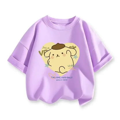 2024 New Summer COTTON T shirt Girls Boys Cinnamoroll T shirt Cartoon Print Kids T-Shirts Children Girls Tops Clothes