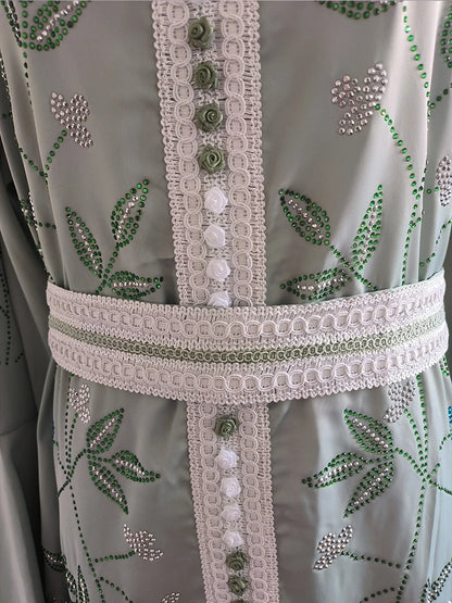 Indien Türkei Muslimischen Abaya Kleider Frauen Elegante Diamant Hochzeit Abend Party Kleid Spitze Gürtel Abaya Marokko Kaftan Robe.