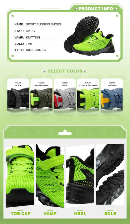 Baasploa Children Running Shoes Fashion Lightweight Boys Sport Sneakers Breathable Mesh Tenis School Shoes for Boys Kids Sneaker.