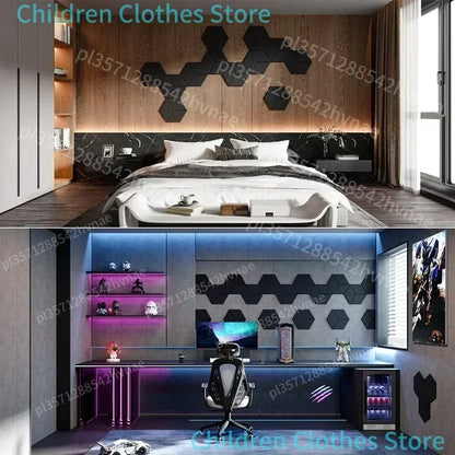 36/24/12pcs Hexagonal Self-adhesive Acoustic Panels Sound Proof Foam Panels Y-Lined Design To Absorb Noise Eliminate Echoes