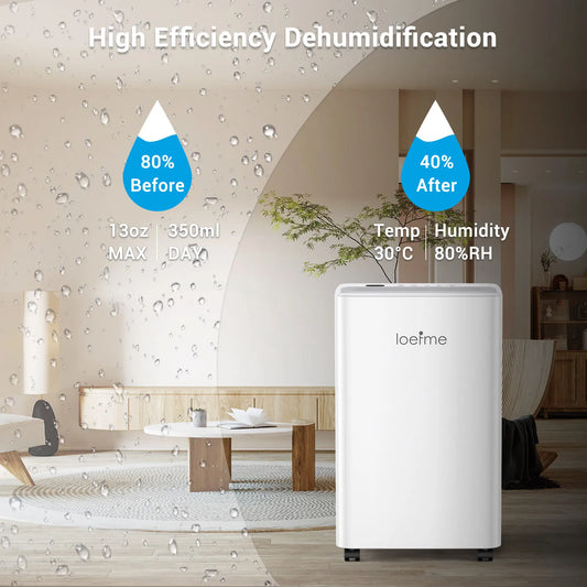 LOEFME 2L Dehumidifier Moisture Absorbers Home Air Dryer Electric Dehumidifier 12L/Day Dehumidification Timer 3 Modes W/ 3M Hose.