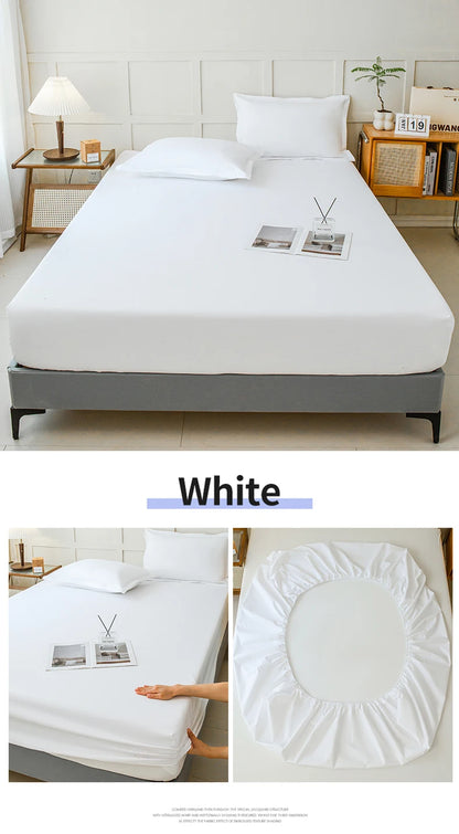 Waterproof Fitted Bed Sheet With 360 Elastic Band Mattress protector Cover Bedspreads for Single Double King Queen Size Bedsheet