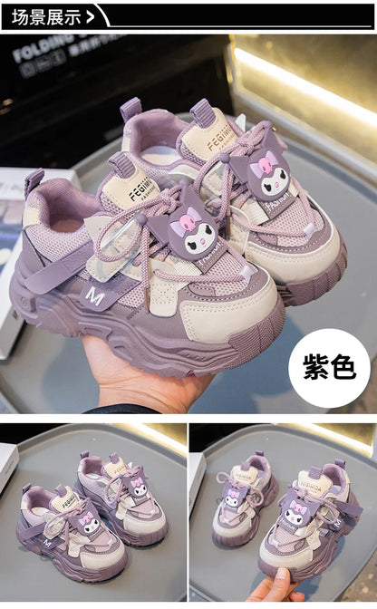 Anime Girls Kuromi Autumn New Board Shoes Sanrio Sports Dad Shoes Children Cartoon Kawaii Comfortable Breathable Casual Shoes.