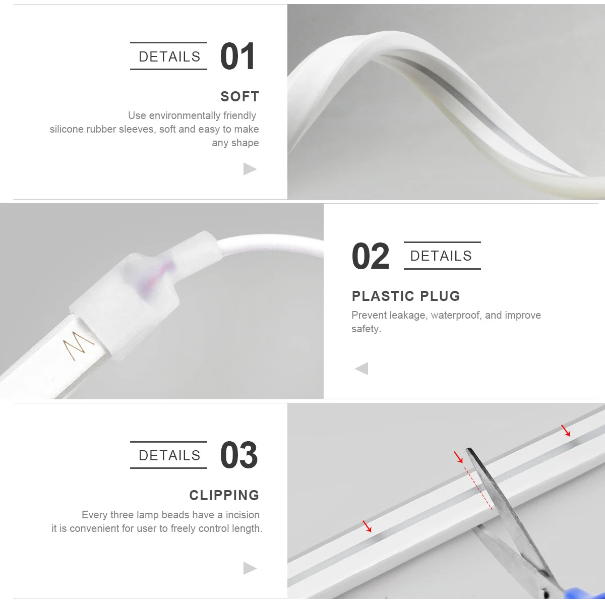 USB 5V LED Neon Sign Light Strip, Dimmable Penetrating Wooden Touch Sensor Switch & Remote Control Flexible Tape Silicone Decor.