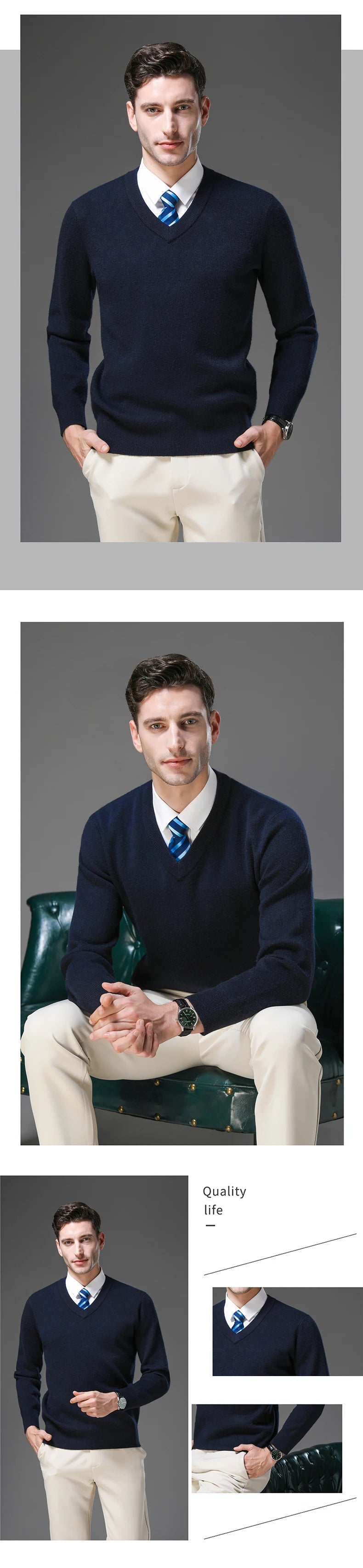 Top Grade Thick Anti-Pilling New Fashion Brand Autum Winter Knit Pullover Men Slim Fit Sweater Business Casual Woolen Jumper