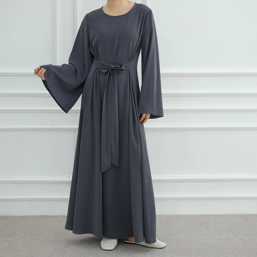 Bandage Plain Abaya Dubai For Women Kaftan Muslim Modest Long Dresses Islam Caftan Marocain Kebaya Robe Femme Musulmane Vestidos.