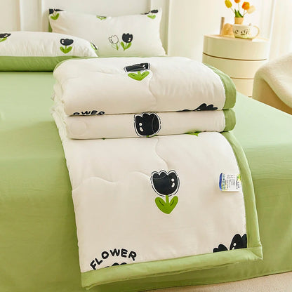 1pc Thin Duvet for Summer Quilt Single/Double/Queen Size Comforter Printed Blanket Home Soft Bedspread edredones (No Pillowcase)