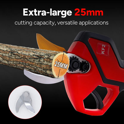 Professionelle Elektrische Gartenschere 25mm 2*1500mAh,2* 21v Lithium-Wiederaufladbar Akku Astschere, Rosenschere