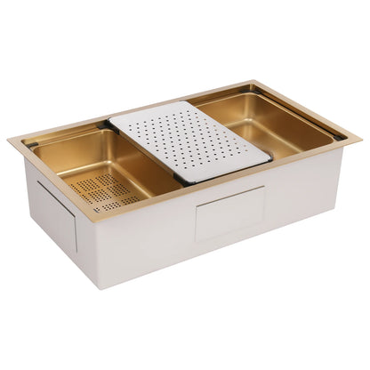 Gold 30 × 18 × 9 Inch 304 Stainless Steel Sink Undercarriage Kitchen Sink Stainless Steel Sink For Restaurants Dessert Shops Etc