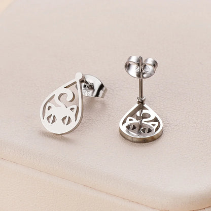 Stainless Steel Halloween Ghost Cat Stud Earrings For Women Girls Gold Color Waterproof Fashion Ear Party Jewelry Gift Wholesale