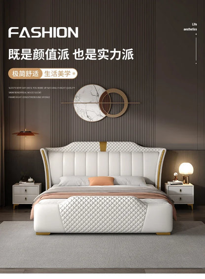 Luxuriöses Doppelbett mit Rahmen, 200 x 200 cm, King-Size-Bett, beleuchtet, 180 x 200, Queen-Size-Bett, luxuriöses, modernes, voll beleuchtetes 2-Personen-Schlafzimmer-Wohnmöbel