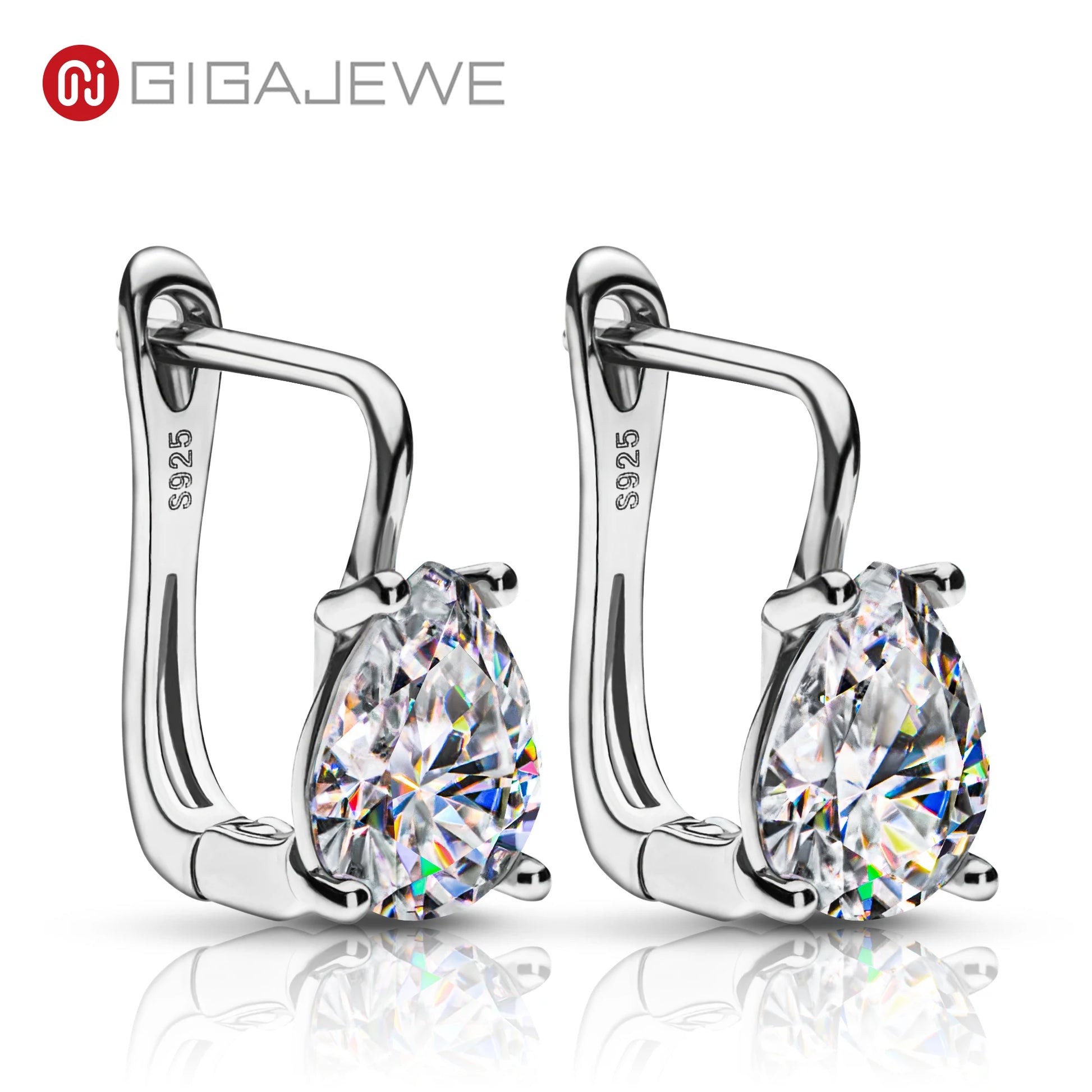 GIGAJEWE Moissanite D Color VVS1 Total 2.5ct 925 Silver Drop Earring 18K Gold Plated Diamond Test Passed Jewelry Woman Girl Gift.