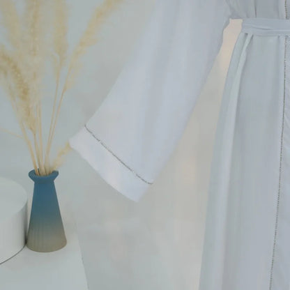 2024 Muslim Modest Cardigan for Women Eid Arab Abaya Dubai Dress Islamic Daily Long Sleeve Clothing Turkey Solid Color Coat Robe