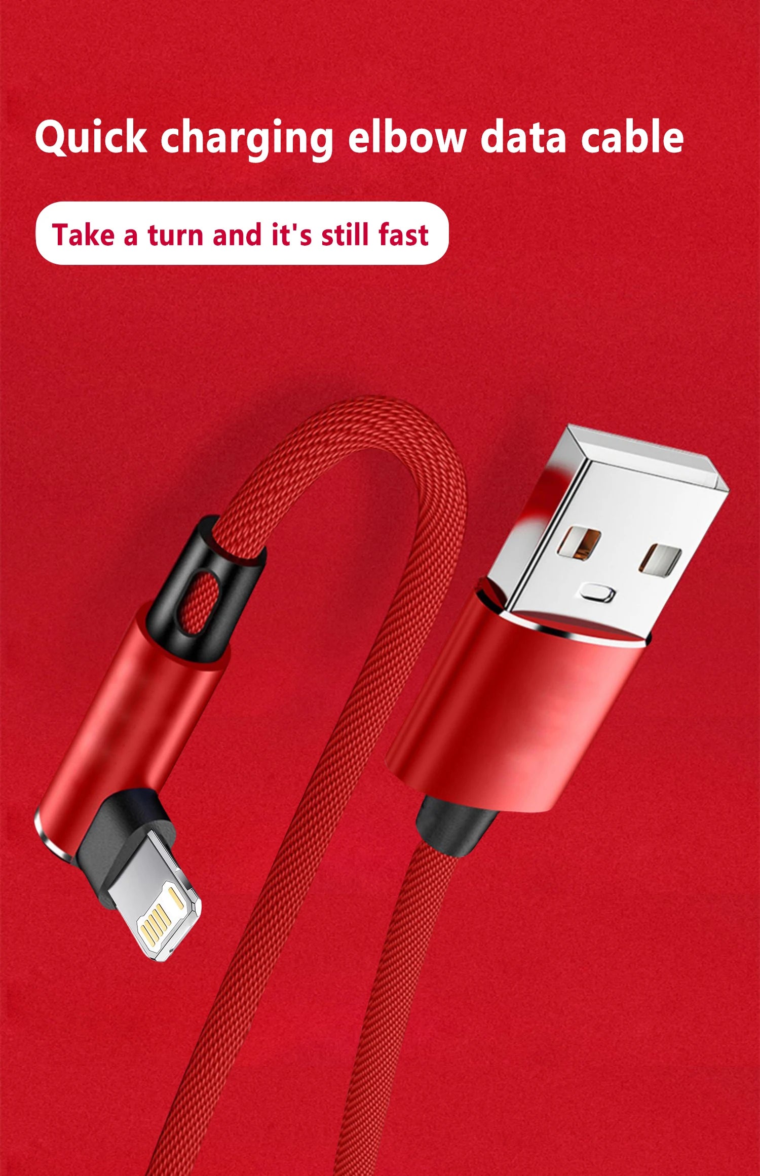 For Gaming Elbow Fast Charger Cable for iPhone 14 8 7 6S Plus 13 12 mini 11 Pro XS Max XR X 90 Degree Braided USB Charging Cable.