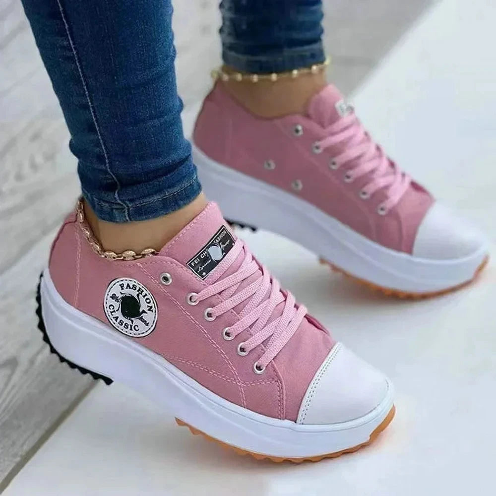 Shoes for Women Classic White Canvas Sneakers Fashion Platform Women Casual shoes High Quality Lace-Up Feamle Tennis Shoes 35-43.