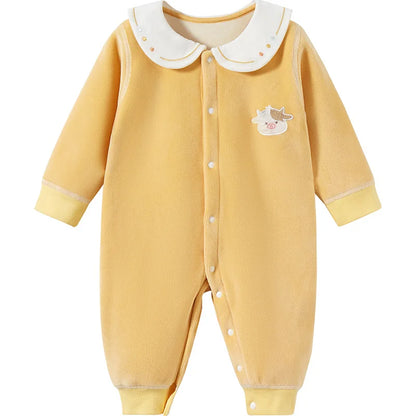 Baby-Body, ausgehend, warm und gezupft, Herren- und Damen-Herbstkleidung, Säuglingsspielanzug-Set, Herbst und Winter.