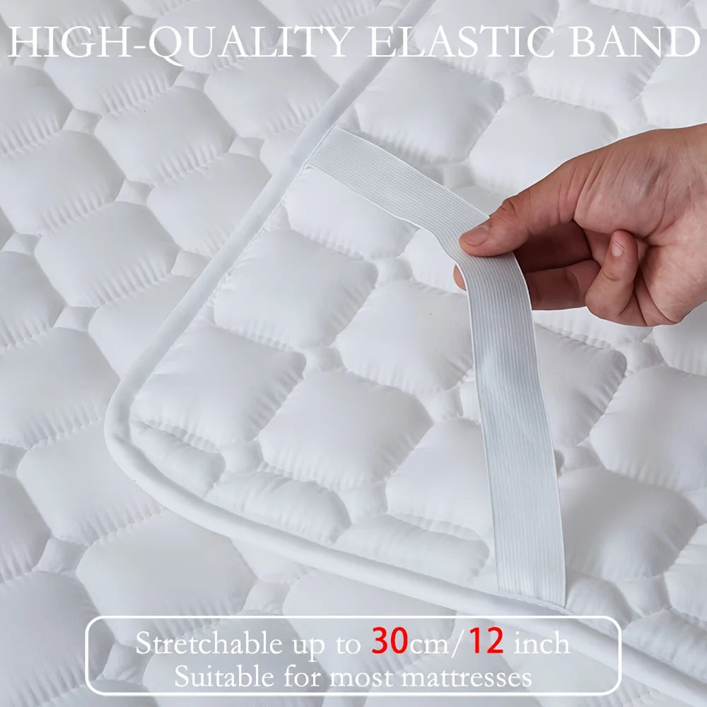 Waterproof Quilted Mattress Protector Cover Thickened Breathable Mattress Topper for Single or Double Bed.