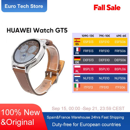 HUAWEI Watch GT5 Smartwatch 41mm 46mm 1.43'' AMOLED Display 14 Days Battery Life BT5.2 5ATM Waterproof  Wireless charging.