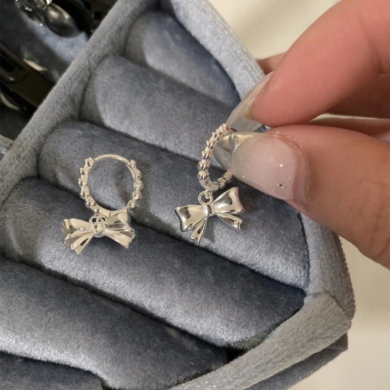 Bowknot Studs Earrings Ear Piercing Jewelry Accessory Stylish Bow Ear Pendant Jewelry for Fashion Enthusiasts.