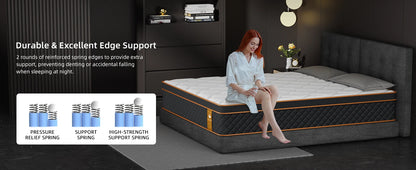 SKSBTF Memory-Schaum-Matratze, 25 cm dick, Taschenfederkernmatratze, Hybrid, atmungsaktiv, Anti-Milben, geräuschlos, Erwachsene, Schlafzonenunterstützung