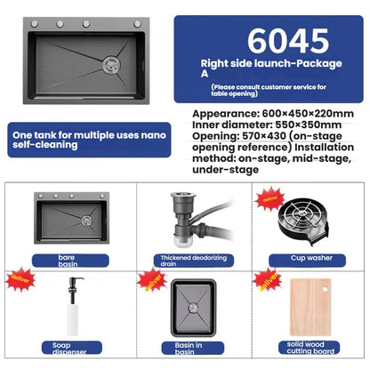 Kitchen Sink Stainless Steel Rice Grain Pattern Multifunctional Wear and Stain Resistant Large Single Slot Wash Dish Basin