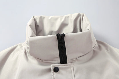 Compass Top Patch Italian Luxury Style  men's Solid color pointy collar single-breasted quilted jacket Nylon Grade 3 waterproof.