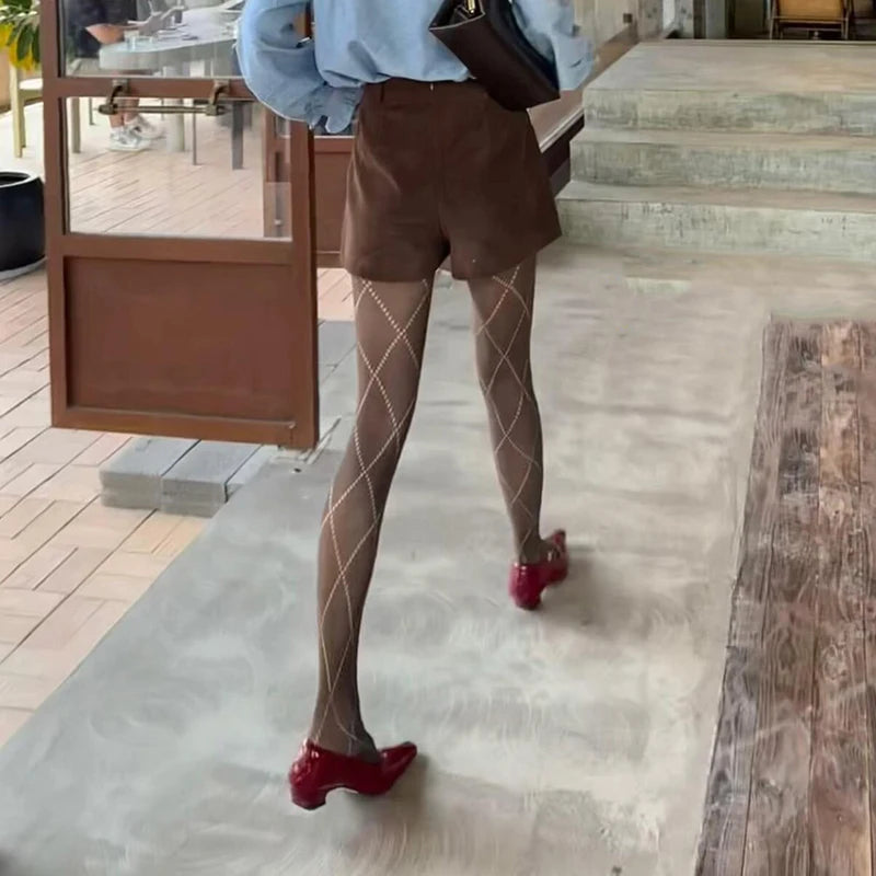 10D Thin Jacquard Knitted Pantyhose Women Tights Skinny Leggings 2025 Autumn Winter Basic Pantyhose Y2K Leggings