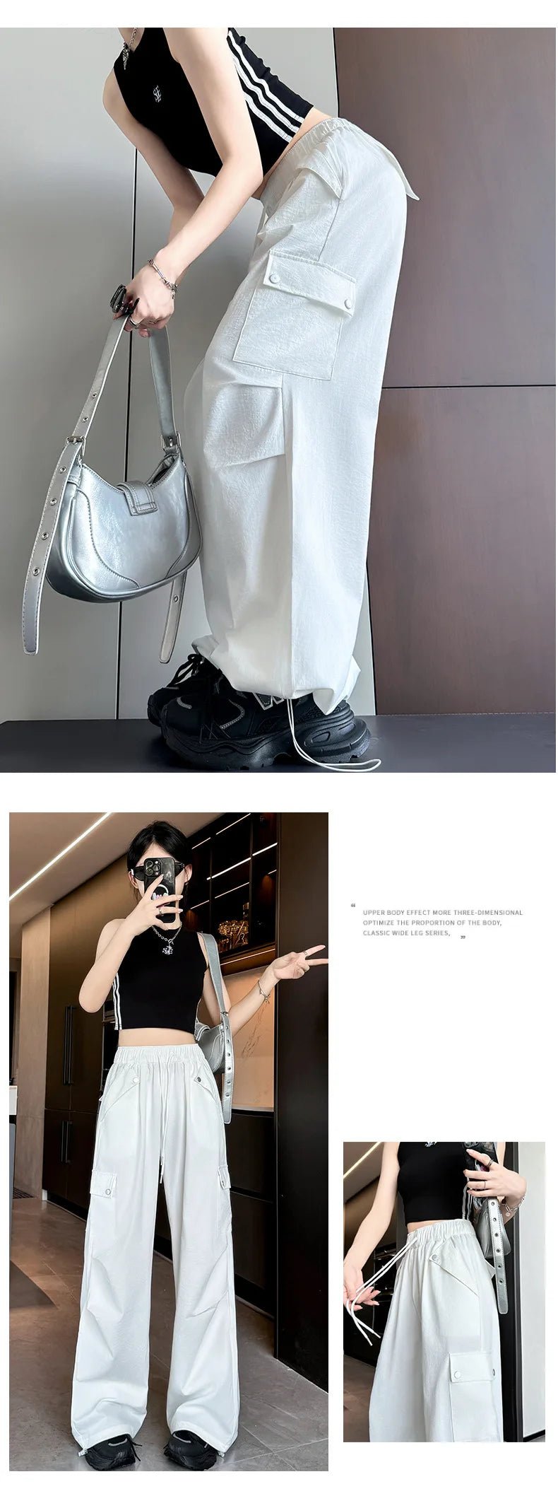 Amerikanischer Fallschirm mit niedriger Taille für Damen im Frühling und Herbst 2022, neue Bergsteiger-Jogginghose mit weitem Bein, schlanke Sport-Arbeitshose.