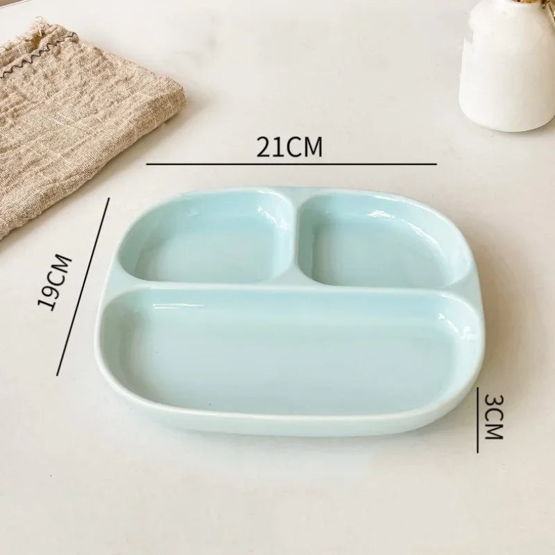 3Grid Plates for Food Dinner Plates Dinnerware Dining Compartment Plate Serving Dishes Salad Kitchen Eco-friendly Tableware