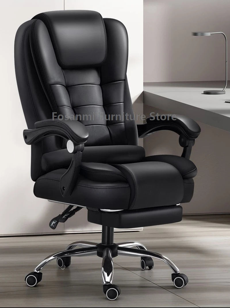Dicker Boss-Bürostuhl mit hoher Rückenlehne und Armlehnen, Leder-Computer-Drehstuhl, ergonomische Liege-Gamer-Schreibtischstühle für Zuhause