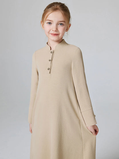 Abaya Ramadan Kebaya Girls 2pcs Muslim Outfits, Long Sleeve Dress + Hijab Set, Kids Abayas Girls Dubai Khimar.