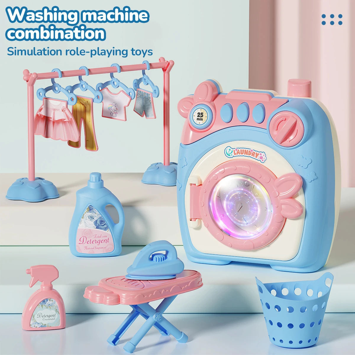 Simulated Kitchen Toy Play Set Miniature Food Pretend Play House Appliance Laundry Cookware Children Role-Playing Toys Girl Game