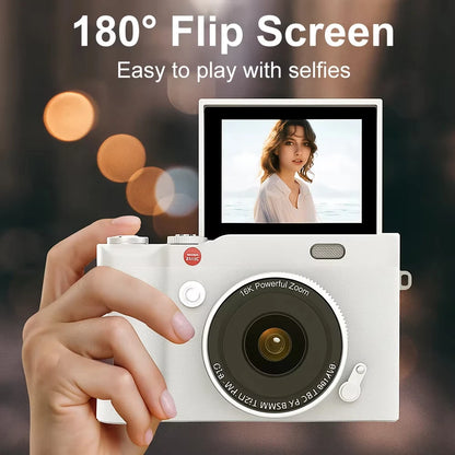 CCD Retro Video Recorder 4K Digital Camera 2.4 Inch 16X Digital Zoom 180° Flip Screen Selfile Compact Digital Photography Camera.