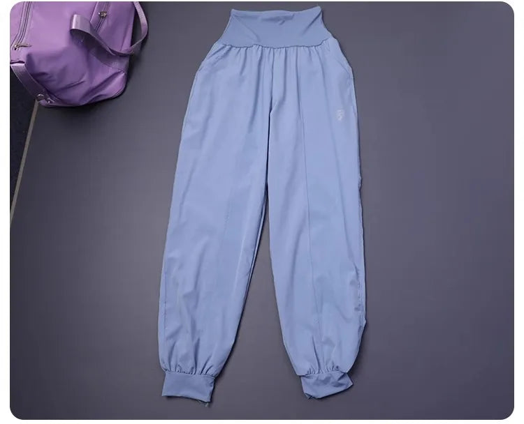 Damen-Fitness-Yogahose mit hoher Taille und Tasche, lockere Bündchen, Knöchel, Workout, Laufen, Training, Sport, Jogginghose, schnell trocknende Haremshose.