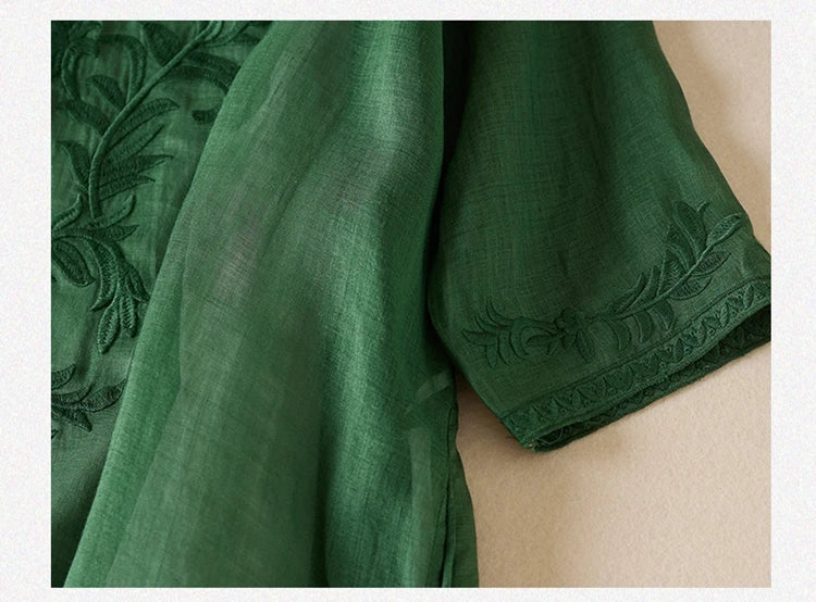 Vintage bedruckte Frauen kleider neue französische lose V-Ausschnitt Kleidung Kurzarm Sommer A-Linie Stickerei Empire Kleid