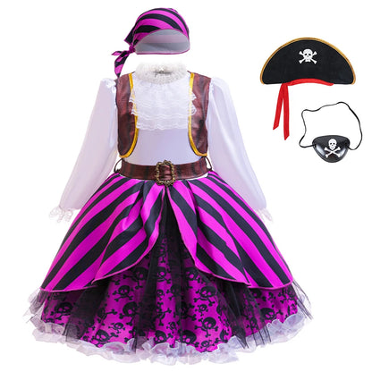 Halloween Mädchen Cosplay Piratenkapitän Kleid Kinder Karneval Event Maskerade Party Festival Kostüm Kinder Performance Bekleidung