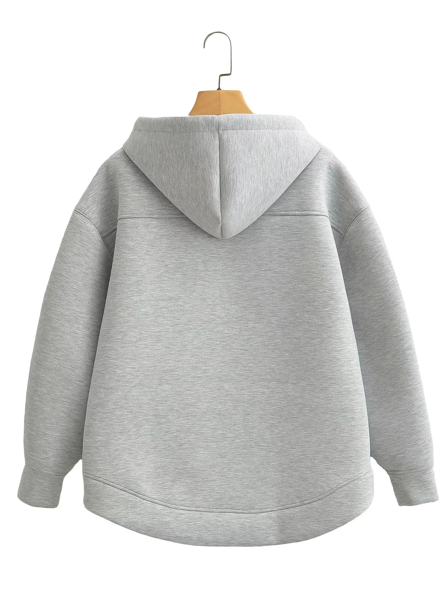 TRAFZA Winter Neue frauen Zipper Hoodie Mantel High Street Doppel Taschen Jacke Oversize Lose Sweatshirts Oberbekleidung Top.