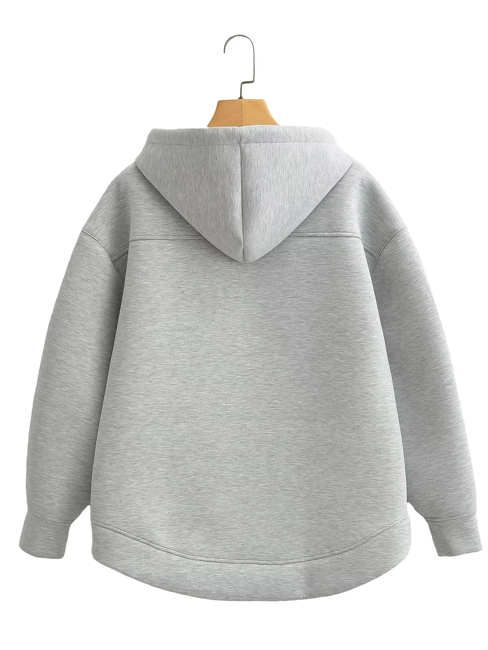 TRAFZA Winter Neue frauen Zipper Hoodie Mantel High Street Doppel Taschen Jacke Oversize Lose Sweatshirts Oberbekleidung Top.